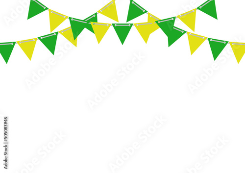 Yellow green bunting flag celebration  isolated on white background. vector illutrator