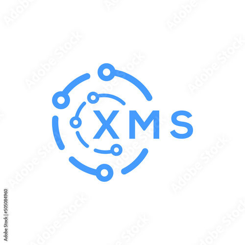 XMS technology letter logo design on white  background. XMS creative initials technology letter logo concept. XMS technology letter design. photo