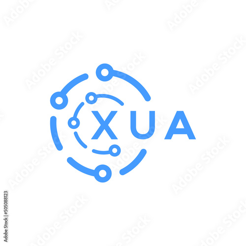 XUA technology letter logo design on black  background. XUA creative initials technology letter logo concept. XUA technology letter design. photo