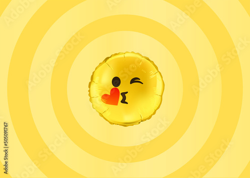 Emoji balloon with social media icons.