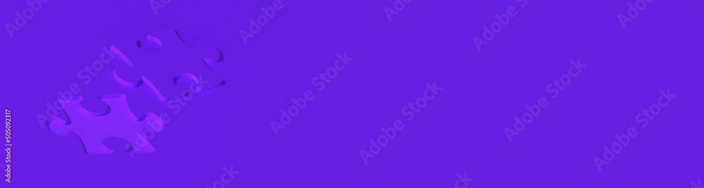 a piece of stone puzzle. Cutout from puzzle lies next to game. Banner for insertion into site. Horizontal image. 3D drawing. 3D rendering. a piece of stone puzzle. Cutout from puzzle lies next to game. Banner for insertion into site. Horizontal image. 3D drawing. 3D rendering.