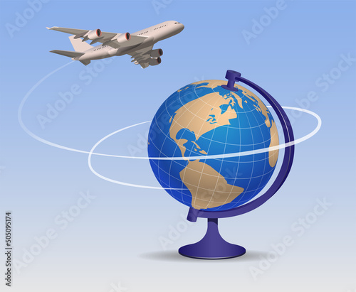 Sale of tickets for trips around the world, flights to anywhere in the world. Vector.