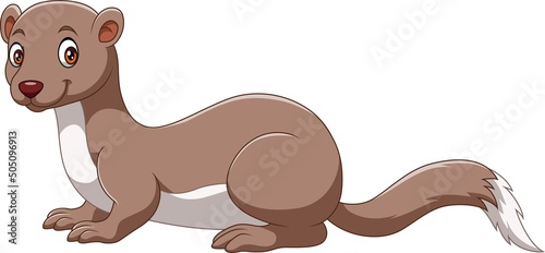 Cute ferret cartoon on white background