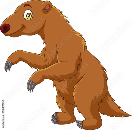 Cartoon giant sloth on white background
