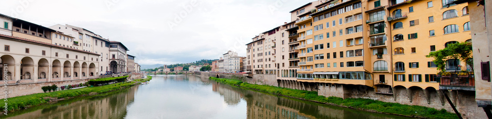 View at Arno river embankments and Ponte alla Grazie in Florence, Italy