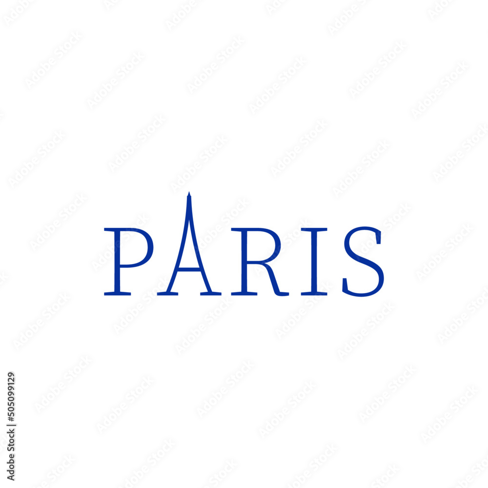 Modern Wordmark Paris and Eiffel tower logo design Modern Wordmark Paris and Eiffel tower logo design
