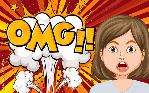 Abbreviation and facial expression retro comic banner design
