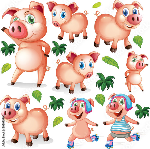Cute animals cartoon set on white background