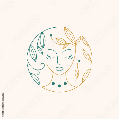 Woman face logo icon vector. Woman face logo design vector illustration, Girl silhouette for cosmetics, beauty, salon, health and spa, fashion themes photo