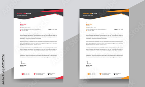 modern corporate professional  letterhead design template with yellow, magenta, red color. creative modern letter head design template for your project. Business letterhead design