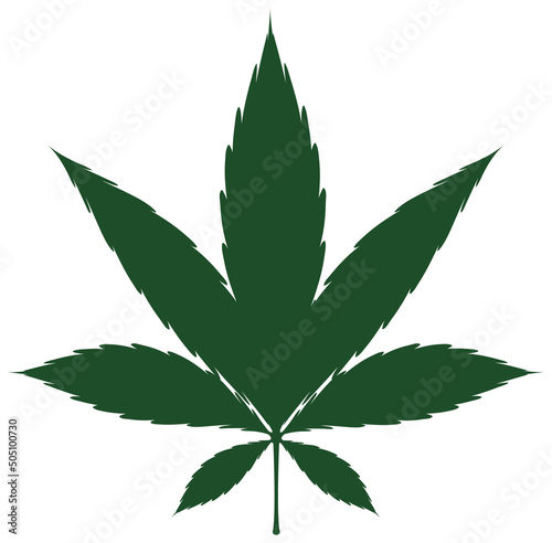 Single cannabis leaf in green color