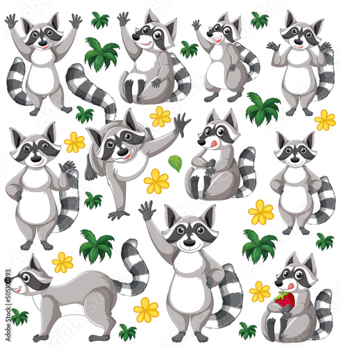 Cute animals cartoon set on white background