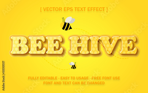 bee hive honey editable text effect orange yellow vector illustration