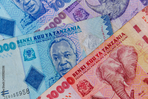 Background of the different tanzanian shillings banknotes