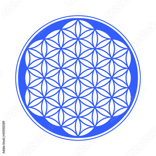 Sign of a flower of life, a pattern of blue circles