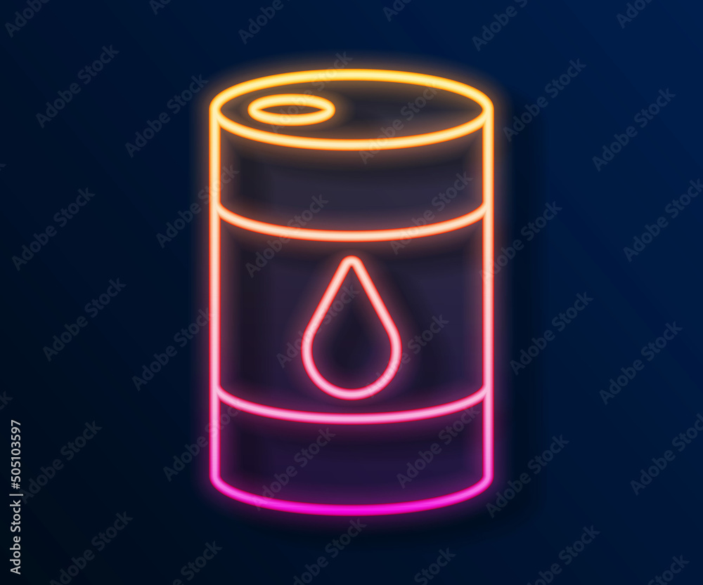 Glowing neon line Barrel oil icon isolated on black background. Vector Glowing neon line Barrel oil icon isolated on black background. Vector