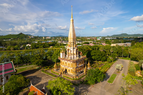 Aerial view of Chalong Temple, Phuket, Thailand