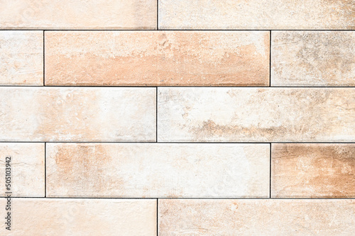 White light brick tiles wall texture. Ceramic tile pattern