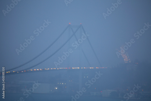 The most beautiful view of Istanbul in winter months 15 July Martyrs Bridge (Bosphorus Bridge) And the Marmara Sea photo