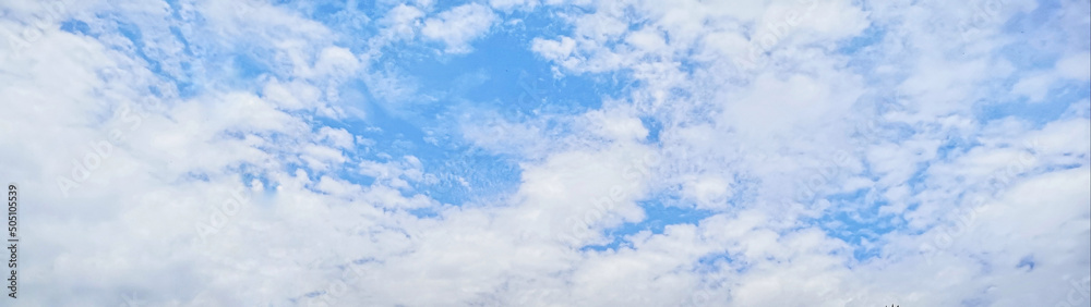 Obraz premium White cloudy in the blue sky natural background, copy space for write text in four frame on white background