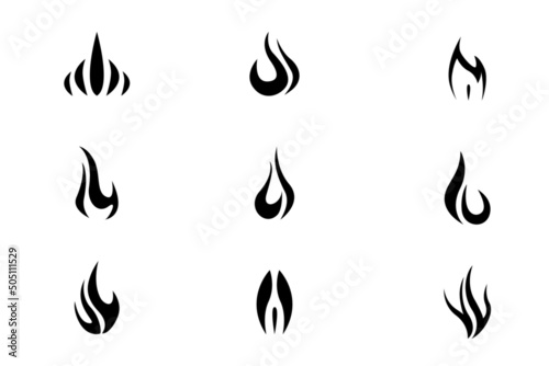 set of fire logo templates design black white