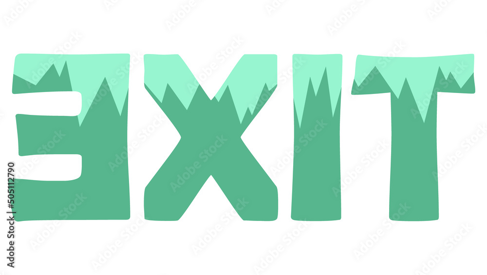 EXIT text , on a white background. Graphic, illustration, button, web, website, caption, badge, image, poster