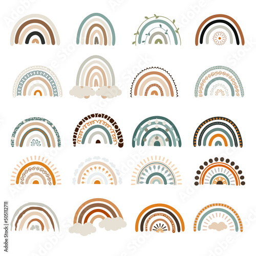 Boho rainbow bundle design, vector