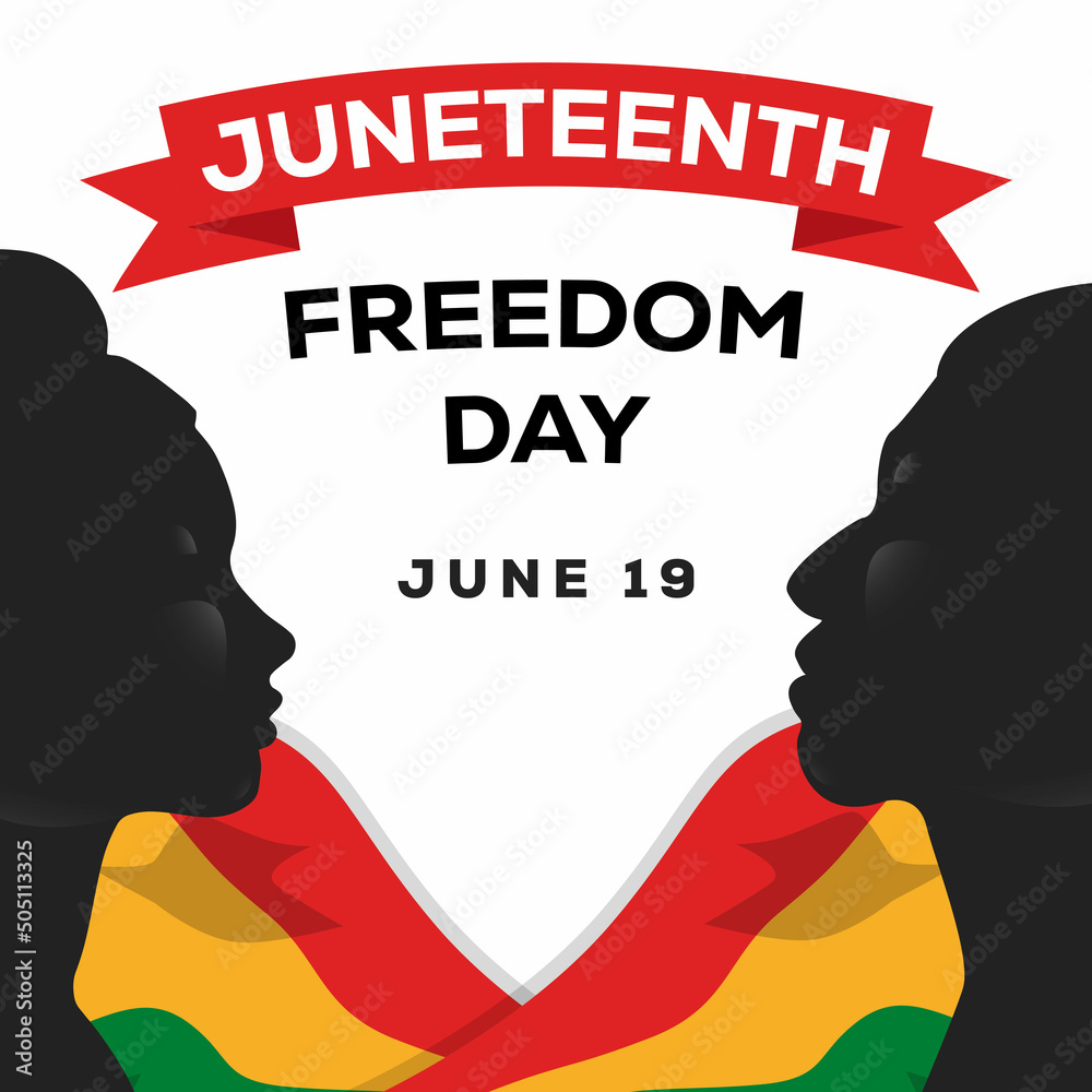 juneteenth design illustration with silhouette african woman and african man