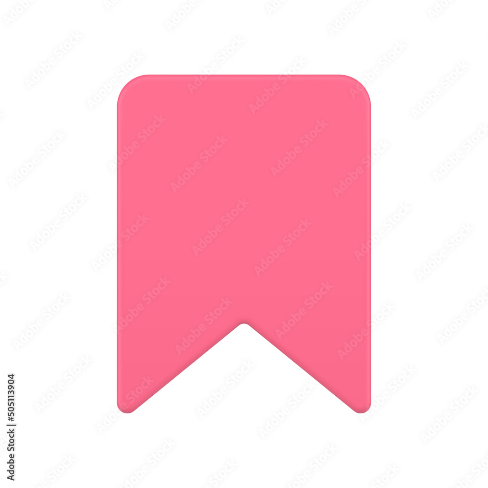Glossy pink paper bookmark save information cyberspace application realistic 3d icon vector Glossy pink paper bookmark save information cyberspace application realistic 3d icon vector