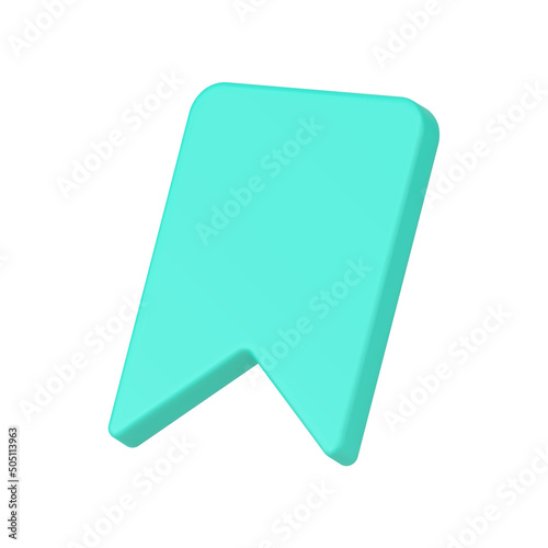 Realistic diagonal placed navigation green bookmark isometric 3d icon vector illustration