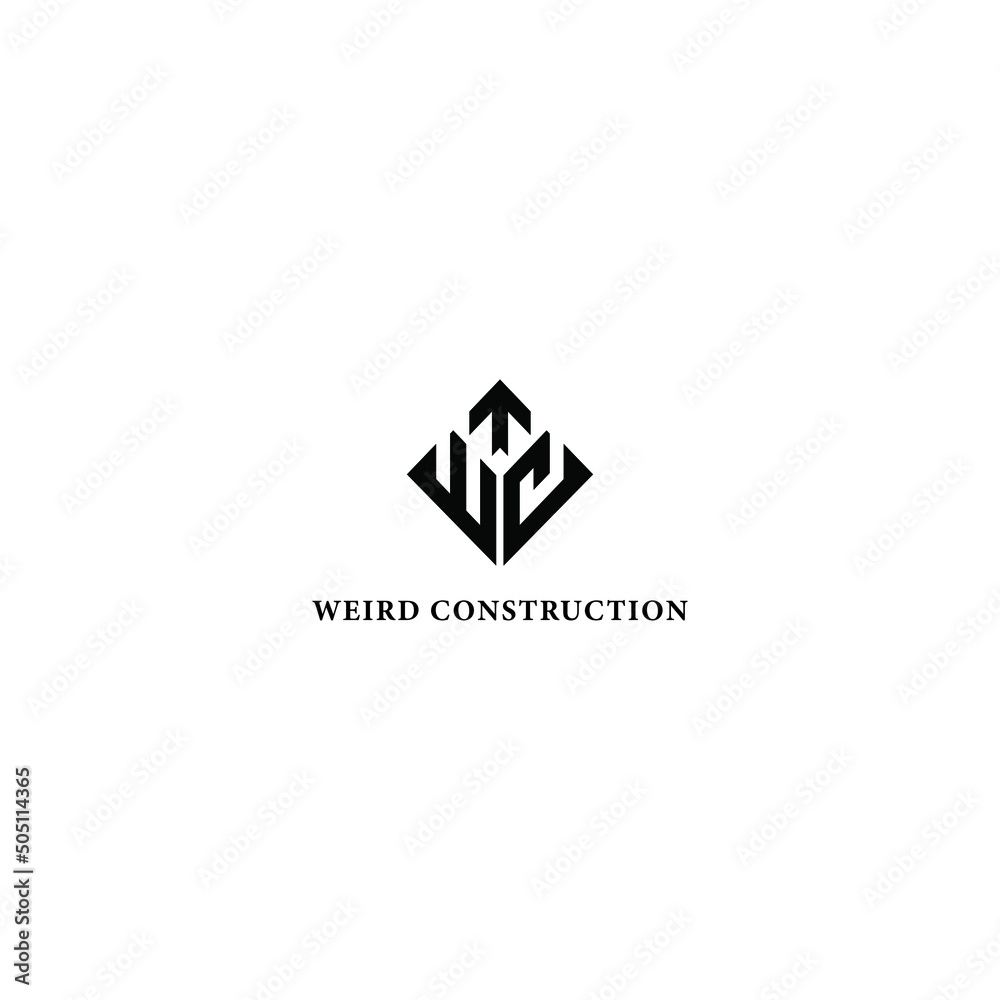 abstract initial letter W and C logo in black color isolated in ...