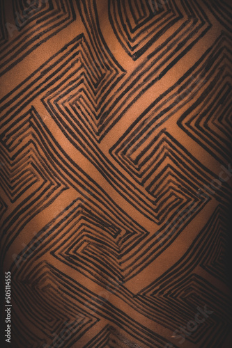 Detail of an indian man's back, from the Asurini tribe of Baixo Amazonnas in the Brazilian Amazon, painted with tribal ritual art. 2007