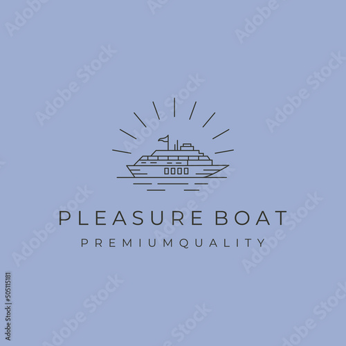 Quadro em tela sunburst pleasure boat line art logo vector symbol illustration design