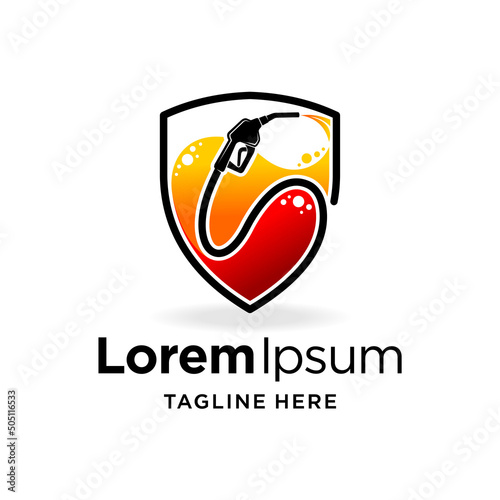gas station logo with shield concept