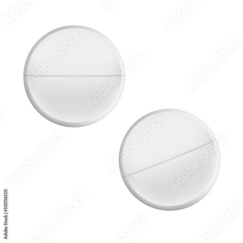 Round-shaped tablets. medications, supplements, medicine. white tablets