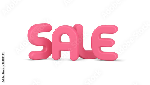 Sale pink displaced font business message shopping retail decorative design realistic 3d icon vector
