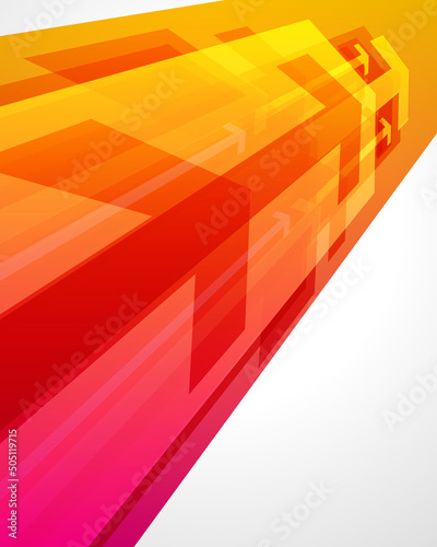 Red yellow abstract arrows flow digital data information up direction stream poster background template vector illustration. Futuristic tech database fluid innovation dynamic migration process