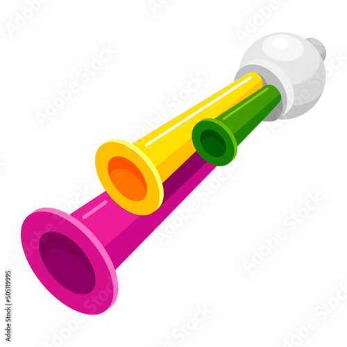 Multicolored football fan pipe isometric vector soccer game championship element for loud noise