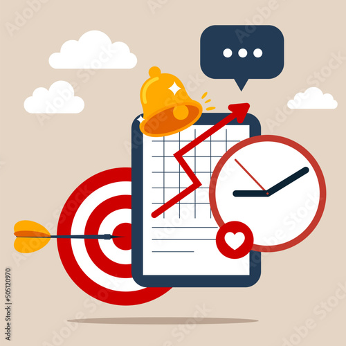 Project task management and effective time planning tools. Project development icon. Work organizer, daily plan. Project manager tool, business, productivity online platform. Vector illustration. photo