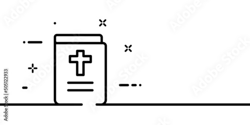 Bible line icon. Book, paper, page, god, jesus, faith, believe. Religion concept. One line style. Vector line icon for Business and Advertising photo