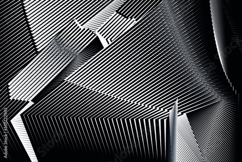 Abstract halftone lines black and white background, vector modern design texture.