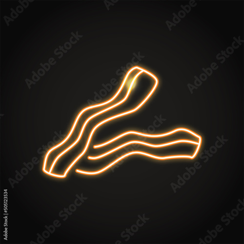 Neon bacon icon in line style