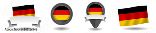 German flag vector collection. Pointers  flags and banners flat icon. Vector state signs illustration isolated on white background. German flag symbol on design element.