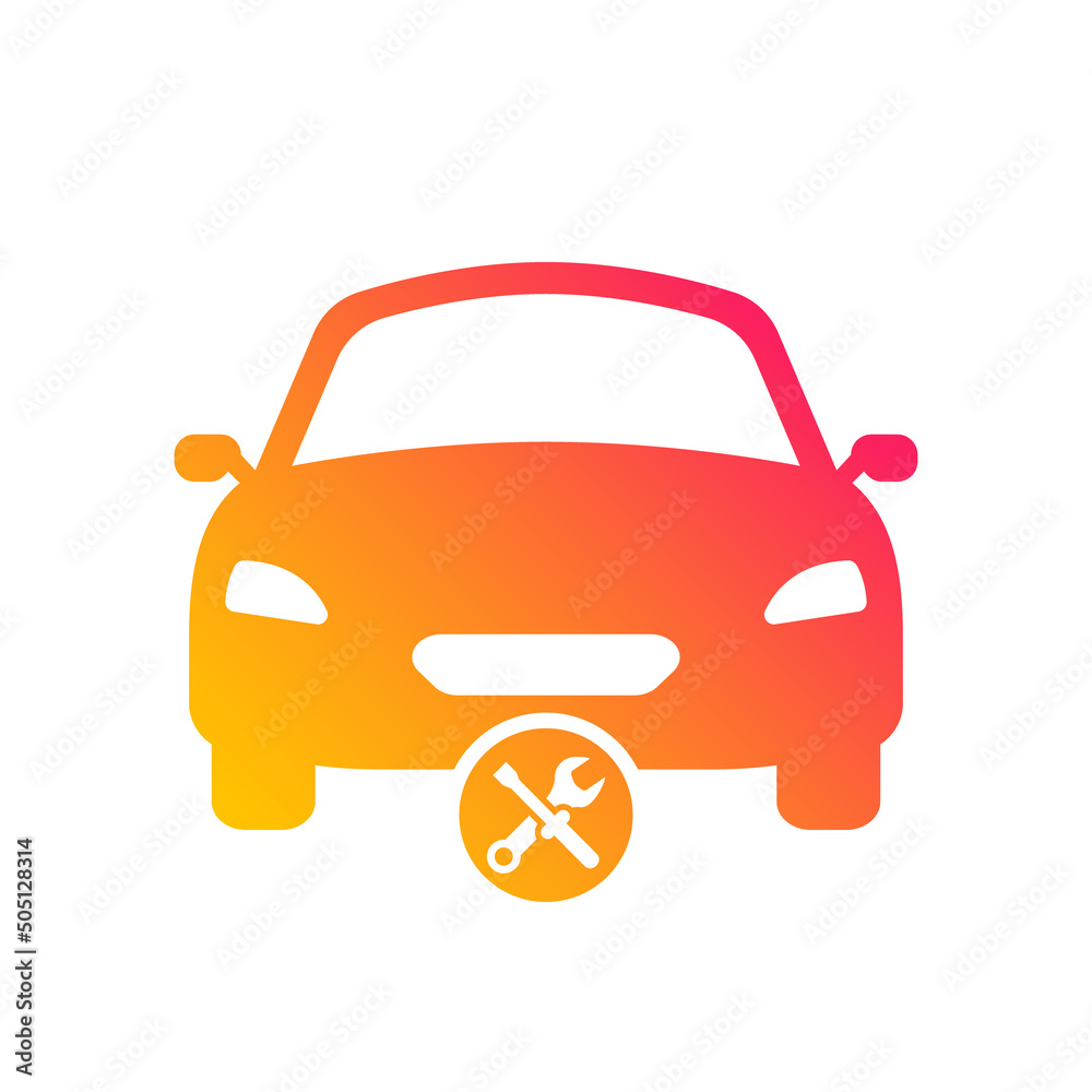 Obraz premium Automotive Fix Service Silhouette Icon. Car Repair Concept Glyph Pictogram. Auto Mechanic Maintenance with Wrench Logo. Vehicle Transportation Technology Assistance Icon. Isolated Vector Illustration