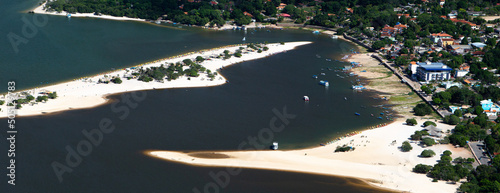 Aerial view of Alter do Chao, seasonal beach that rises after disappearing during rainy season in Santarém, Pará State, Brazil. 2013. photo