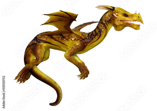 3D Rendering Fairy Tale Dragon on White