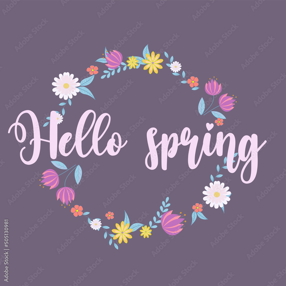 Colorful hello spring design