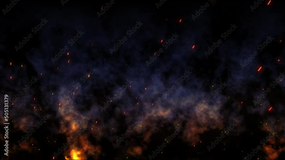 animation of smoke with fire. video with puffs of smoke and flying sparks on a black background animation of smoke with fire. video with puffs of smoke and flying sparks on a black background