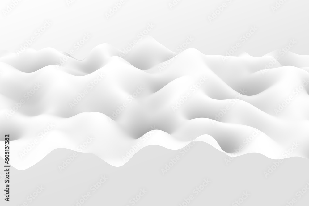 Obraz premium Stylish curve wave 3d illustration. Smooth white and grey wavy flowing background