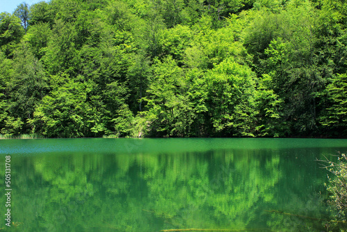 Beautiful blue lake high in the mountains. Ambil.